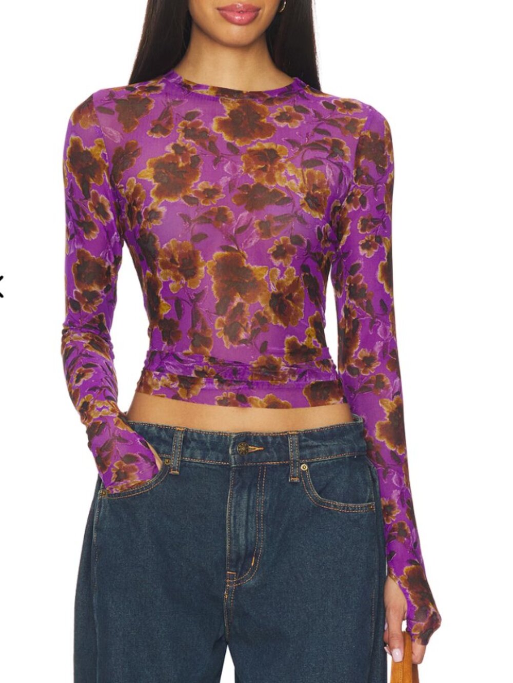 NWT AFRM Kaylee Long-Sleeve Mesh Top